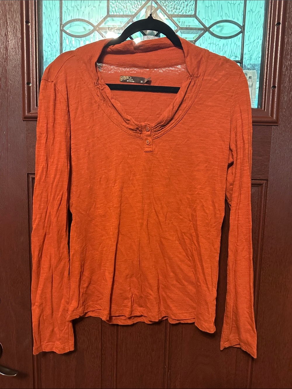 Prana Orange Long-Sleeve Henley Top